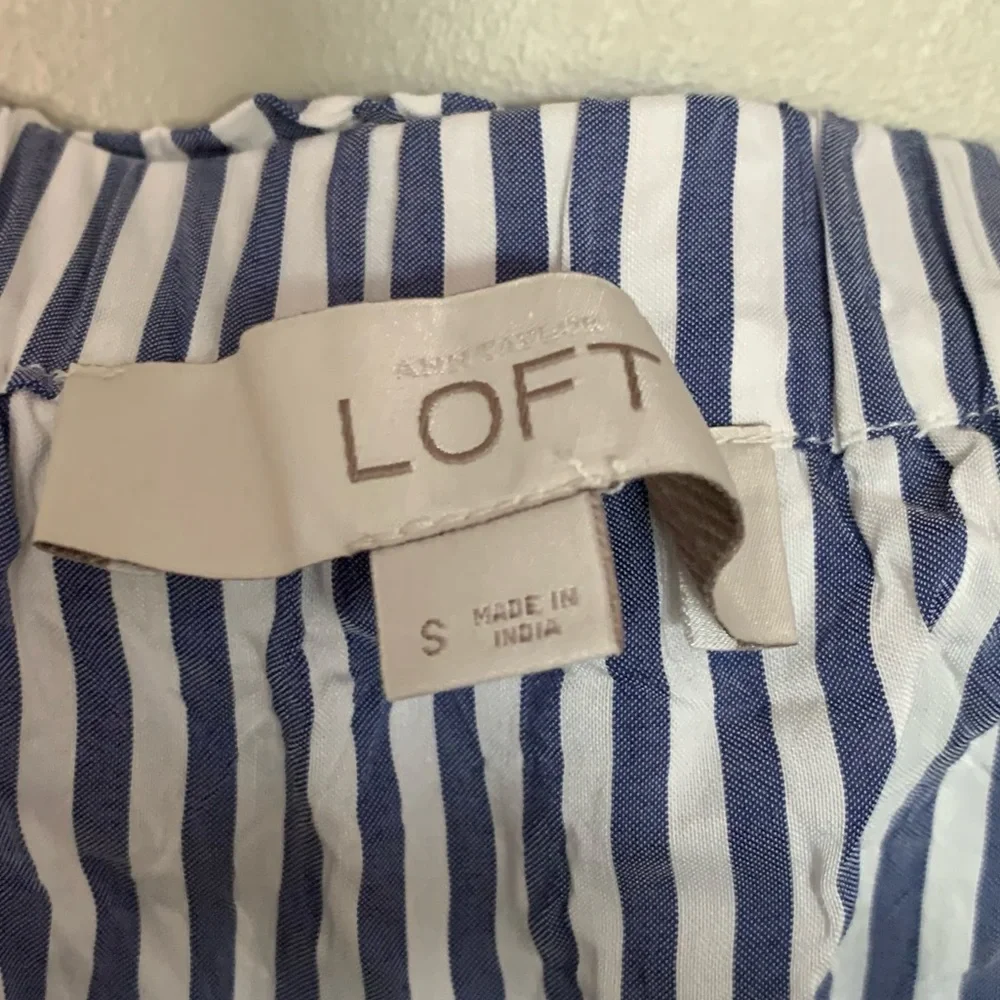 LOFT Striped Off the Shoulder Ruffle Dress